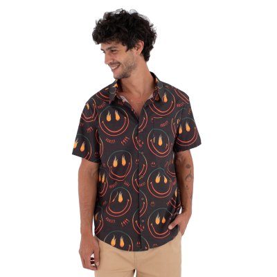 M WOVEN SS PRINTING PRESS HAPPY FACE