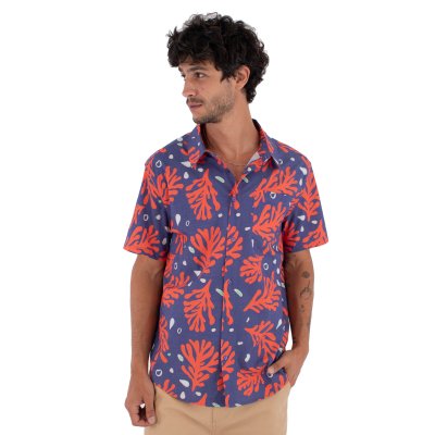 M WOVEN SS PRINTING PRESS CORAL